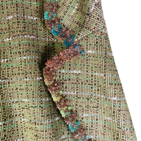 Isabel & Nina Green Tweed Womens Skirt Suit Set Size 16 - Picture 5 of 16